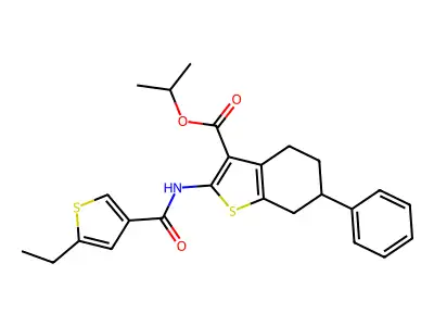 isopropyl 2-{[(5-ethyl-3-thienyl)carbonyl]amino}-6-phenyl-4,5,6,7-tetrahydro-1-benzothiophene-3-carboxylate structure