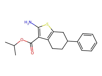 Isopropyl 2-amino-6-phenyl-4,5,6,7-tetrahydro-1-benzothiophene-3-carboxylate structure