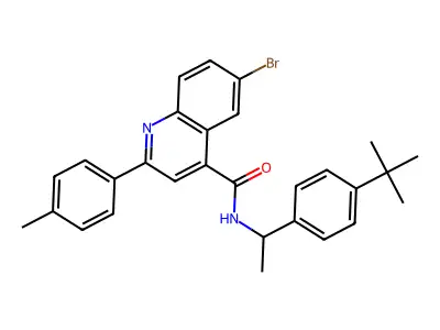 6-bromo-N-[1-(4-tert-butylphenyl)ethyl]-2-(4-methylphenyl)quinoline-4-carboxamide structure