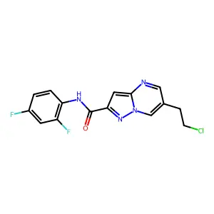 6-(2-chloroethyl)-N-(2,4-difluorophenyl)pyrazolo[1,5-a]pyrimidine-2-carboxamide structure