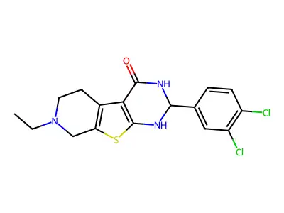 2-(3,4-dichlorophenyl)-7-ethyl-2,3,5,6,7,8-hexahydropyrido[4',3':4,5]thieno[2,3-d]pyrimidin-4(1H)-one structure