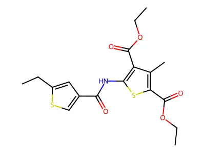 diethyl 5-[(5-ethylthiophene-3-carbonyl)amino]-3-methylthiophene-2,4-dicarboxylate structure