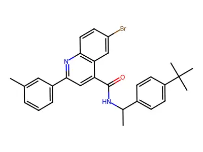 6-bromo-N-[1-(4-tert-butylphenyl)ethyl]-2-(3-methylphenyl)quinoline-4-carboxamide structure