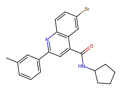 6-bromo-N-cyclopentyl-2-(3-methylphenyl)quinoline-4-carboxamide structure