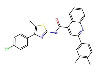 N-[4-(4-chlorophenyl)-5-methyl-1,3-thiazol-2-yl]-2-(3,4-dimethylphenyl)quinoline-4-carboxamide structure