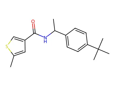 N-[1-(4-tert-butylphenyl)ethyl]-5-methylthiophene-3-carboxamide structure