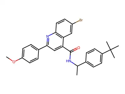 6-bromo-N-[1-(4-tert-butylphenyl)ethyl]-2-(4-methoxyphenyl)quinoline-4-carboxamide structure