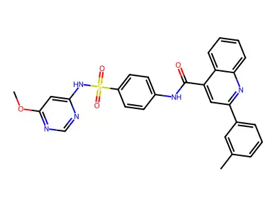 N-[4-[(6-methoxypyrimidin-4-yl)sulfamoyl]phenyl]-2-(3-methylphenyl)quinoline-4-carboxamide structure