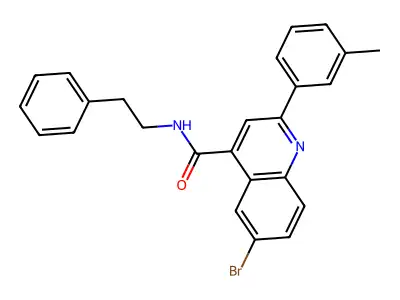 6-bromo-2-(3-methylphenyl)-N-(2-phenylethyl)quinoline-4-carboxamide structure