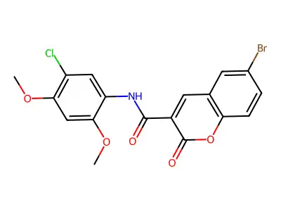 6-bromo-N-(5-chloro-2,4-dimethoxyphenyl)-2-oxochromene-3-carboxamide structure