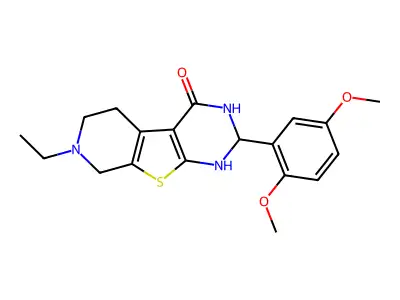 2-(2,5-dimethoxyphenyl)-7-ethyl-1,2,3,5,6,7,8-heptahydropyrimidino[5',4'-4,5]t hiopheno[2,3-c]pyridin-4-one structure
