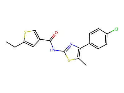 N-[4-(4-chlorophenyl)-5-methyl-1,3-thiazol-2-yl]-5-ethylthiophene-3-carboxamide structure