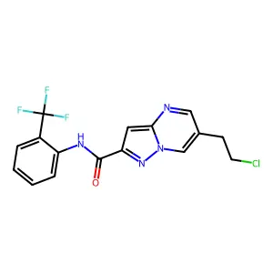 6-(2-chloroethyl)-N-[2-(trifluoromethyl)phenyl]pyrazolo[1,5-a]pyrimidine-2-carboxamide structure