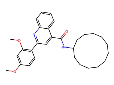 N-cyclododecyl-2-(2,4-dimethoxyphenyl)quinoline-4-carboxamide structure