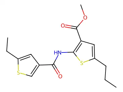 Methyl 2-{[(5-ethylthiophen-3-yl)carbonyl]amino}-5-propylthiophene-3-carboxylate structure