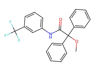 2-methoxy-2,2-diphenyl-N-[3-(trifluoromethyl)phenyl]acetamide structure