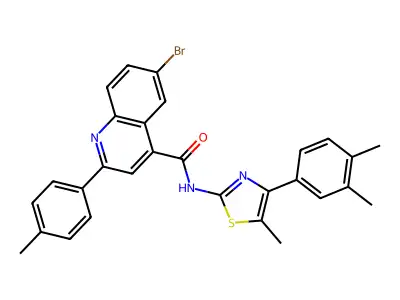 6-bromo-N-[4-(3,4-dimethylphenyl)-5-methyl-1,3-thiazol-2-yl]-2-(4-methylphenyl)quinoline-4-carboxamide structure