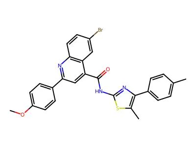 6-bromo-2-(4-methoxyphenyl)-N-[5-methyl-4-(4-methylphenyl)-1,3-thiazol-2-yl]quinoline-4-carboxamide structure