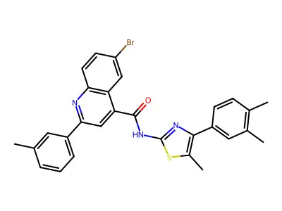 6-bromo-N-[4-(3,4-dimethylphenyl)-5-methyl-1,3-thiazol-2-yl]-2-(3-methylphenyl)quinoline-4-carboxamide structure