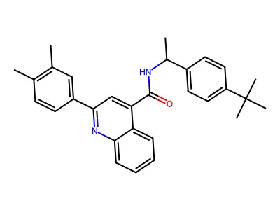 N-[1-(4-tert-butylphenyl)ethyl]-2-(3,4-dimethylphenyl)quinoline-4-carboxamide structure