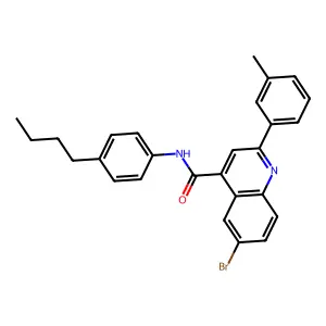6-bromo-N-(4-butylphenyl)-2-(3-methylphenyl)quinoline-4-carboxamide structure
