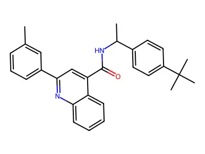N-[1-(4-tert-butylphenyl)ethyl]-2-(3-methylphenyl)quinoline-4-carboxamide structure