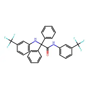 2,2-diphenyl-2-[3-(trifluoromethyl)anilino]-N-[3-(trifluoromethyl)phenyl]acetamide structure