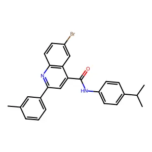 6-bromo-2-(3-methylphenyl)-N-(4-propan-2-ylphenyl)quinoline-4-carboxamide structure