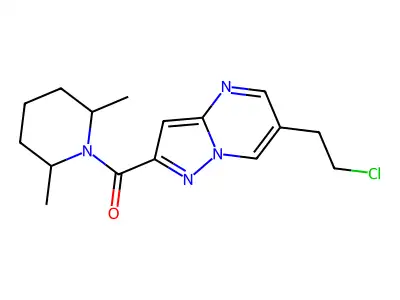 [6-(2-chloroethyl)pyrazolo[1,5-a]pyrimidin-2-yl]-(2,6-dimethylpiperidin-1-yl)methanone structure