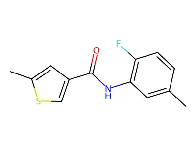 N-(2-fluoro-5-methylphenyl)-5-methylthiophene-3-carboxamide structure