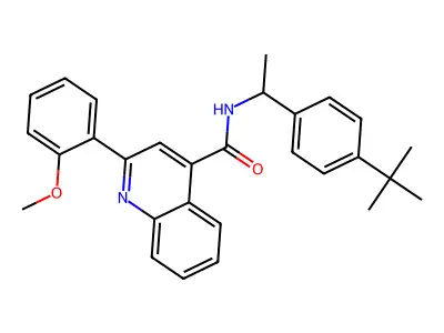 N-[1-(4-tert-butylphenyl)ethyl]-2-(2-methoxyphenyl)quinoline-4-carboxamide structure