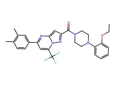 [5-(3,4-dimethylphenyl)-7-(trifluoromethyl)pyrazolo[1,5-a]pyrimidin-2-yl]-[4-(2-ethoxyphenyl)piperazin-1-yl]methanone structure