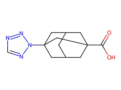 (5S,7R)-3-(tetrazol-2-yl)adamantane-1-carboxylic acid structure
