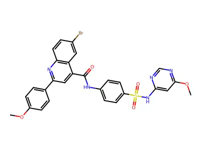 6-bromo-2-(4-methoxyphenyl)-N-[4-[(6-methoxypyrimidin-4-yl)sulfamoyl]phenyl]quinoline-4-carboxamide structure