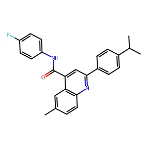 N-(4-fluorophenyl)-2-(4-isopropylphenyl)-6-methyl-4-quinolinecarboxamide structure