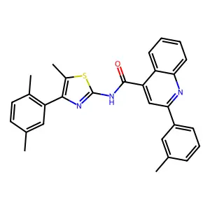 N-[4-(2,5-dimethylphenyl)-5-methyl-1,3-thiazol-2-yl]-2-(3-methylphenyl)quinoline-4-carboxamide structure