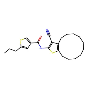 N-(3-cyano-4,5,6,7,8,9,10,11,12,13-decahydrocyclododeca[b]thiophen-2-yl)-5-propylthiophene-3-carboxamide structure