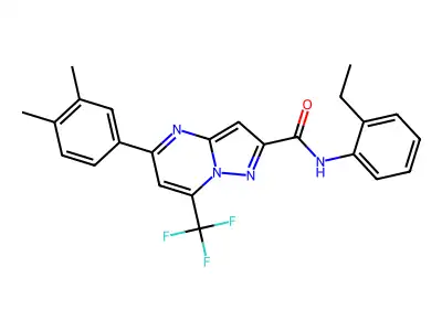 5-(3,4-dimethylphenyl)-N-(2-ethylphenyl)-7-(trifluoromethyl)pyrazolo[1,5-a]pyrimidine-2-carboxamide structure