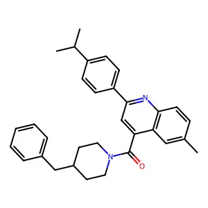 (4-benzylpiperidin-1-yl)-[6-methyl-2-(4-propan-2-ylphenyl)quinolin-4-yl]methanone structure