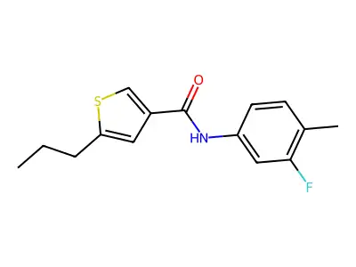 N-(3-fluoro-4-methylphenyl)-5-propylthiophene-3-carboxamide structure