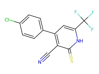 4-(4-chlorophenyl)-2-thioxo-6-(trifluoromethyl)-1,2-dihydropyridine-3-carbonitrile structure