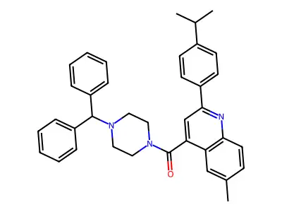(4-benzhydrylpiperazin-1-yl)-[6-methyl-2-(4-propan-2-ylphenyl)quinolin-4-yl]methanone structure