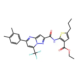 Ethyl 2-[[[5-(3,4-dimethylphenyl)-7-(trifluoromethyl)pyrazolo[1,5-a]pyrimidin-2-yl]carbonyl]amino]-5-propyl-3-thiophenecarboxylate structure