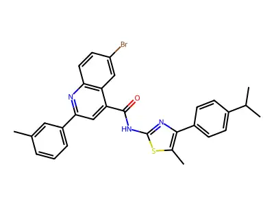 6-bromo-2-(3-methylphenyl)-N-[5-methyl-4-(4-propan-2-ylphenyl)-1,3-thiazol-2-yl]quinoline-4-carboxamide structure