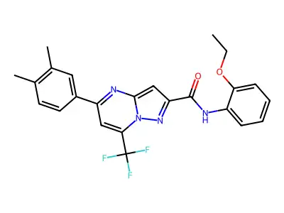 5-(3,4-dimethylphenyl)-N-(2-ethoxyphenyl)-7-(trifluoromethyl)pyrazolo[1,5-a]pyrimidine-2-carboxamide structure