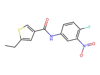 5-ethyl-N-(4-fluoro-3-nitrophenyl)thiophene-3-carboxamide structure