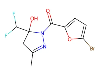 (5-Bromo-2-furanyl)[5-(difluoromethyl)-4,5-dihydro-5-hydroxy-3-methyl-1H-pyrazol-1-yl]methanone structure