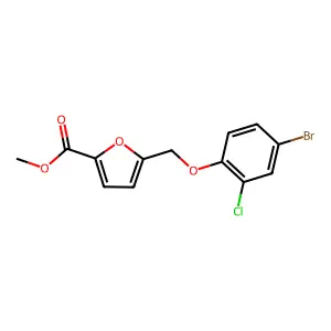 Methyl 5-[(4-bromo-2-chlorophenoxy)methyl]-2-furoate structure