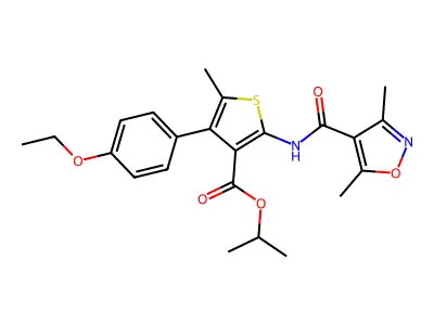 1-Methylethyl 2-[[(3,5-dimethyl-4-isoxazolyl)carbonyl]amino]-4-(4-ethoxyphenyl)-5-methyl-3-thiophenecarboxylate structure