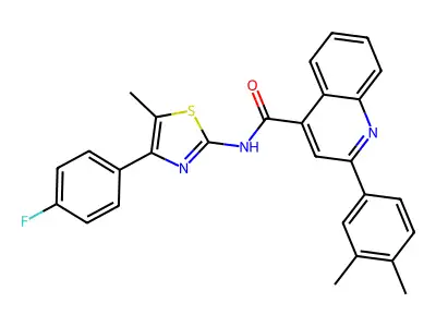 2-(3,4-dimethylphenyl)-N-[4-(4-fluorophenyl)-5-methyl-1,3-thiazol-2-yl]quinoline-4-carboxamide structure